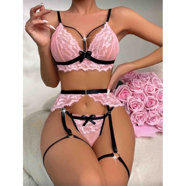 Pembe Fantazi Sütyen Külot Takımı 