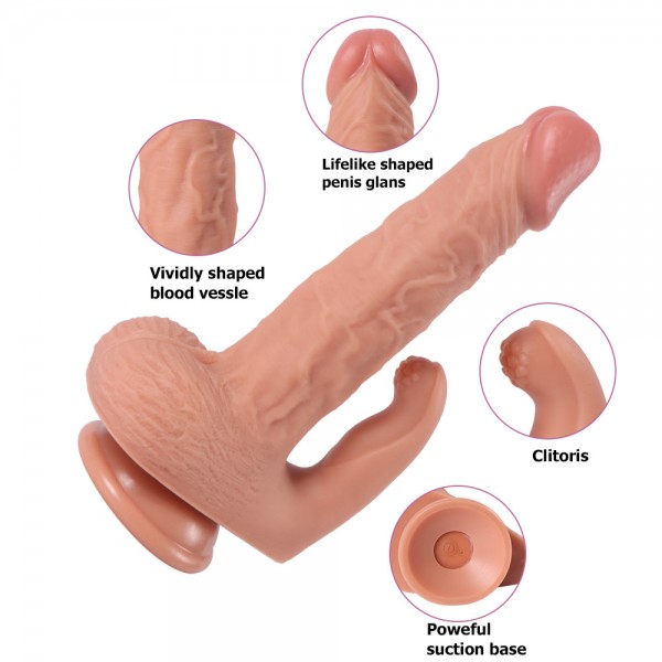 Hadun Klitoris Uyarıcılı Titreşimli Realistik Penis 