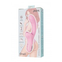 JOS Orali,Klitoral uyarıcılı vibratör silikon, pembe, 22 cm